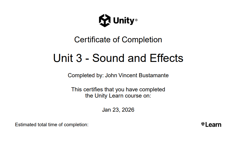 Unity Certificate